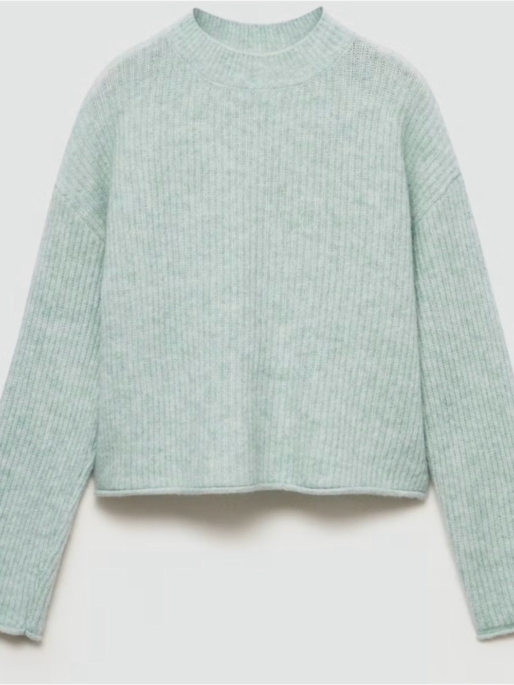Mango Girls size 11-12 Mint Green Ribbed Crewneck Sweater